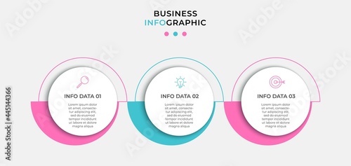 Vector Infographic design illustration business template with icons and 3 options or steps. Can be used for process diagram, presentations, workflow layout, banner, flow chart, info graph