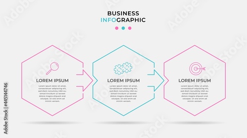 Vector Infographic design illustration business template with icons and 3 options or steps. Can be used for process diagram, presentations, workflow layout, banner, flow chart, info graph