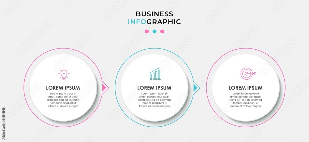 Vector Infographic design illustration business template with icons and 3 options or steps. Can be used for process diagram, presentations, workflow layout, banner, flow chart, info graph