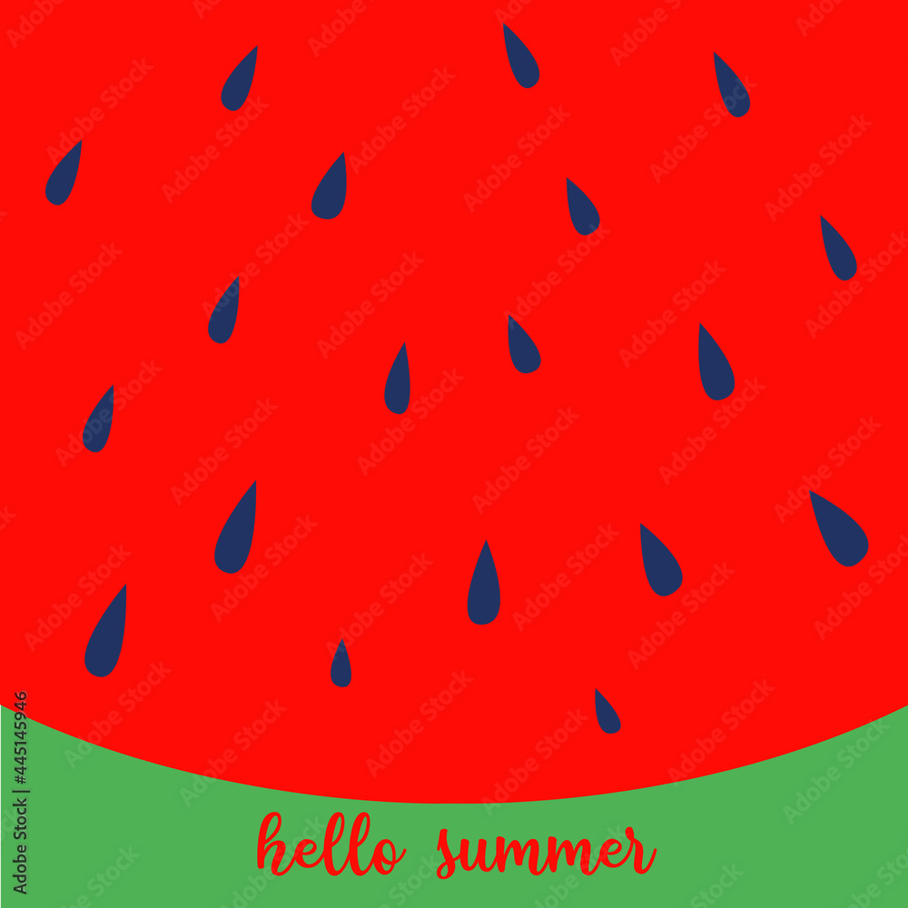 Hello Summer inscription on the background of watermelon. Summer Banner Hello Summer inscription on the background of watermelon. Summer Banner