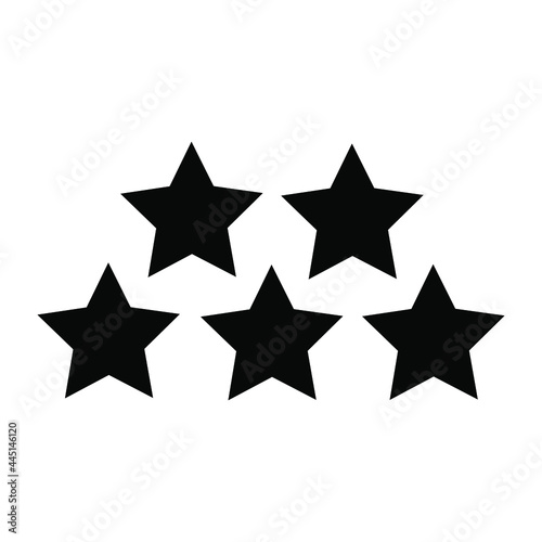 Vector illustration of five black stars icon for military awards and rankings.