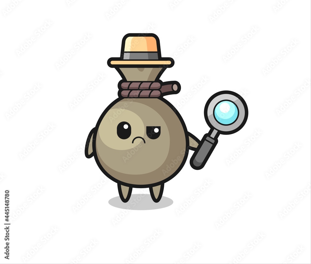 the mascot of cute money sack as a detective the mascot of cute money sack as a detective