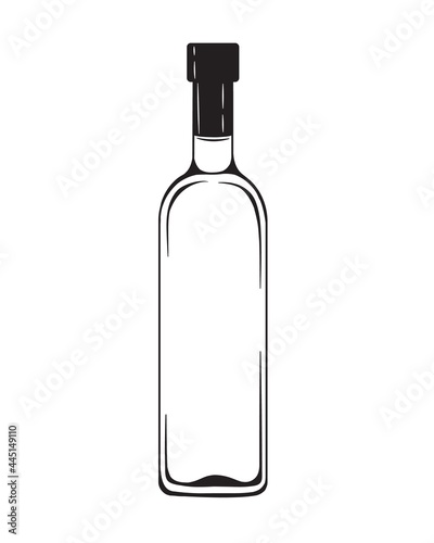alcohol drinks bottles engraving vector set. Vodka, whiskey and cognac. Isolated black and white vintage style .