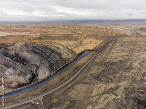 Photography Coal mine pit located in Qinghai Province, China.