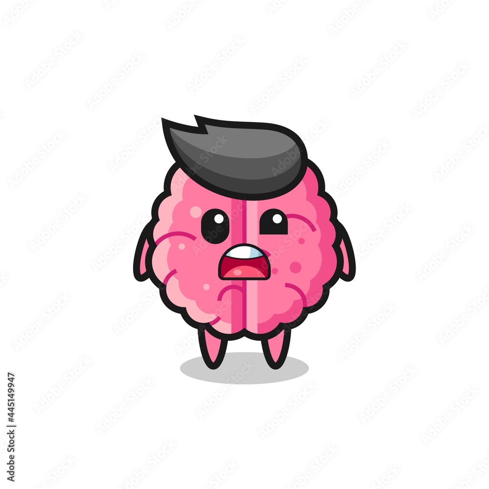 the shocked face of the cute brain mascot