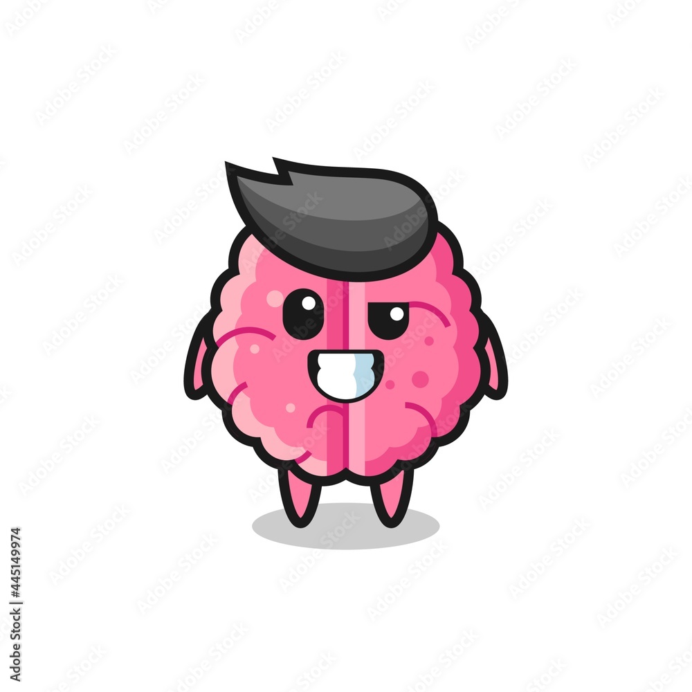 cute brain mascot with an optimistic face