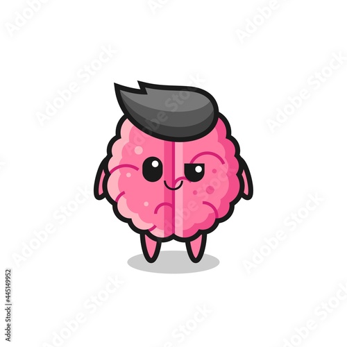 brain cartoon with an arrogant expression