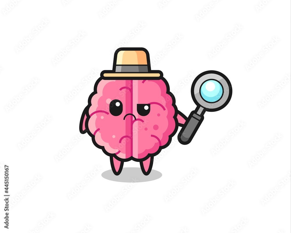 the mascot of cute brain as a detective