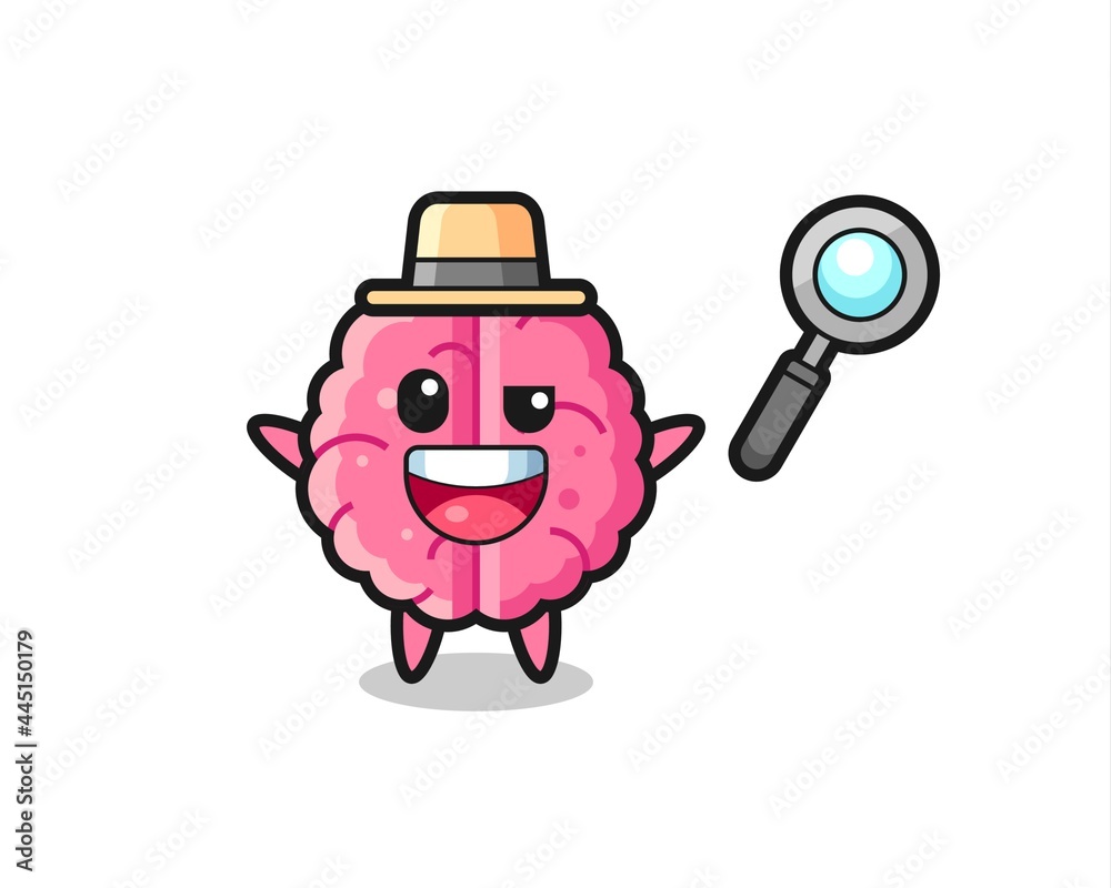 illustration of the brain mascot as a detective who manages to solve a case