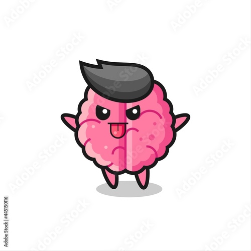 naughty brain character in mocking pose