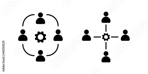 Business icon set of team working together. Vector illustration