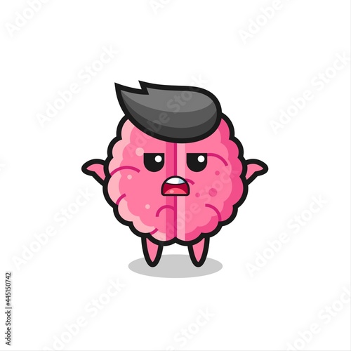 brain mascot character saying I do not know