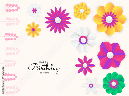 Fototapeta Naklejka Na Ścianę i Meble -  Happy birthday card background with colorful flowers