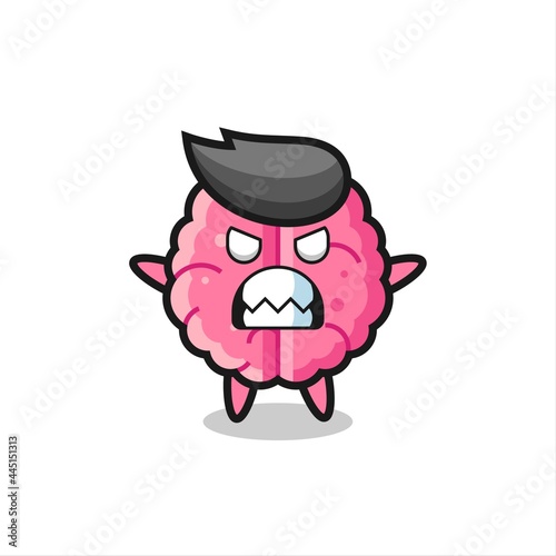 wrathful expression of the brain mascot character