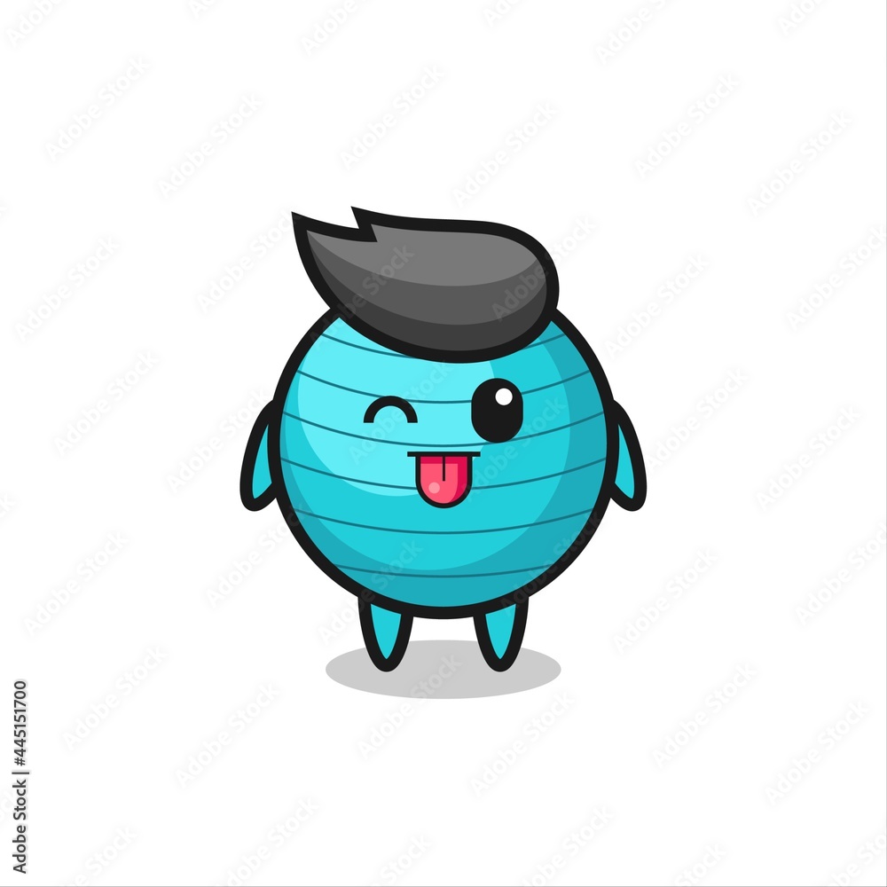 cute exercise ball character in sweet expression while sticking out her tongue cute exercise ball character in sweet expression while sticking out her tongue