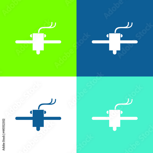 3d Printer Tool Flat four color minimal icon set