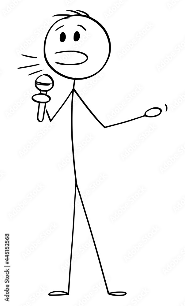 Person or Public Conference Speaker Speaking to Microphone, Vector Cartoon Stick Figure Illustration Person or Public Conference Speaker Speaking to Microphone, Vector Cartoon Stick Figure Illustration