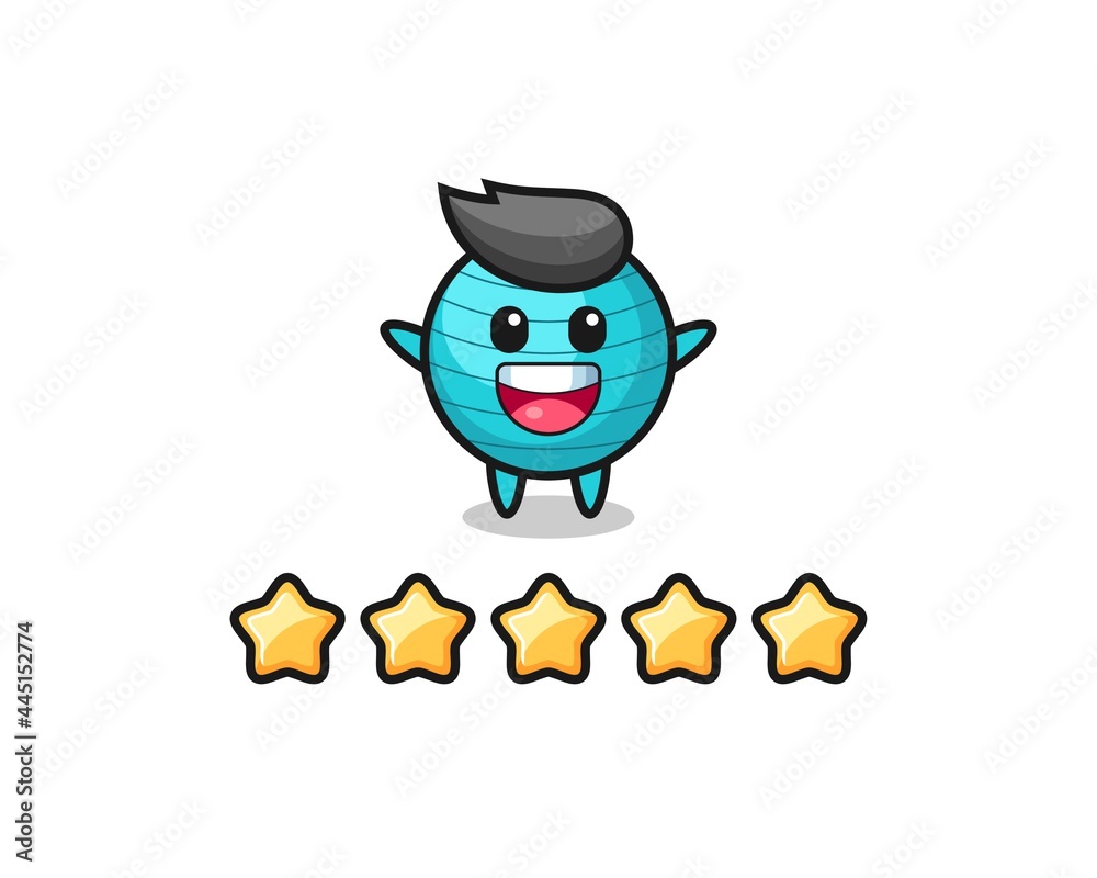 the illustration of customer best rating, exercise ball cute character with 5 stars the illustration of customer best rating, exercise ball cute character with 5 stars