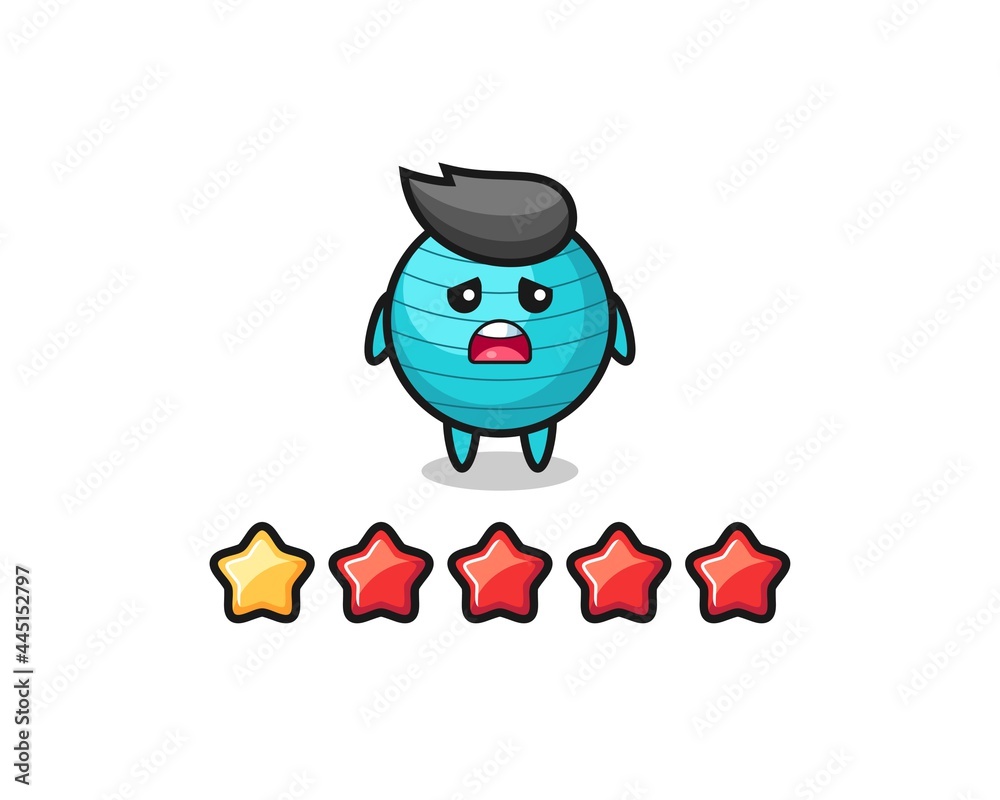 Fototapeta premium the illustration of customer bad rating, exercise ball cute character with 1 star