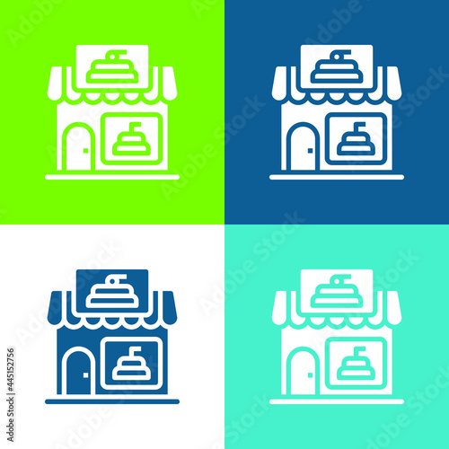 Bakery Flat four color minimal icon set