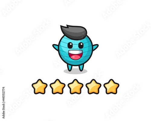 the illustration of customer best rating, exercise ball cute character with 5 stars © heriyusuf