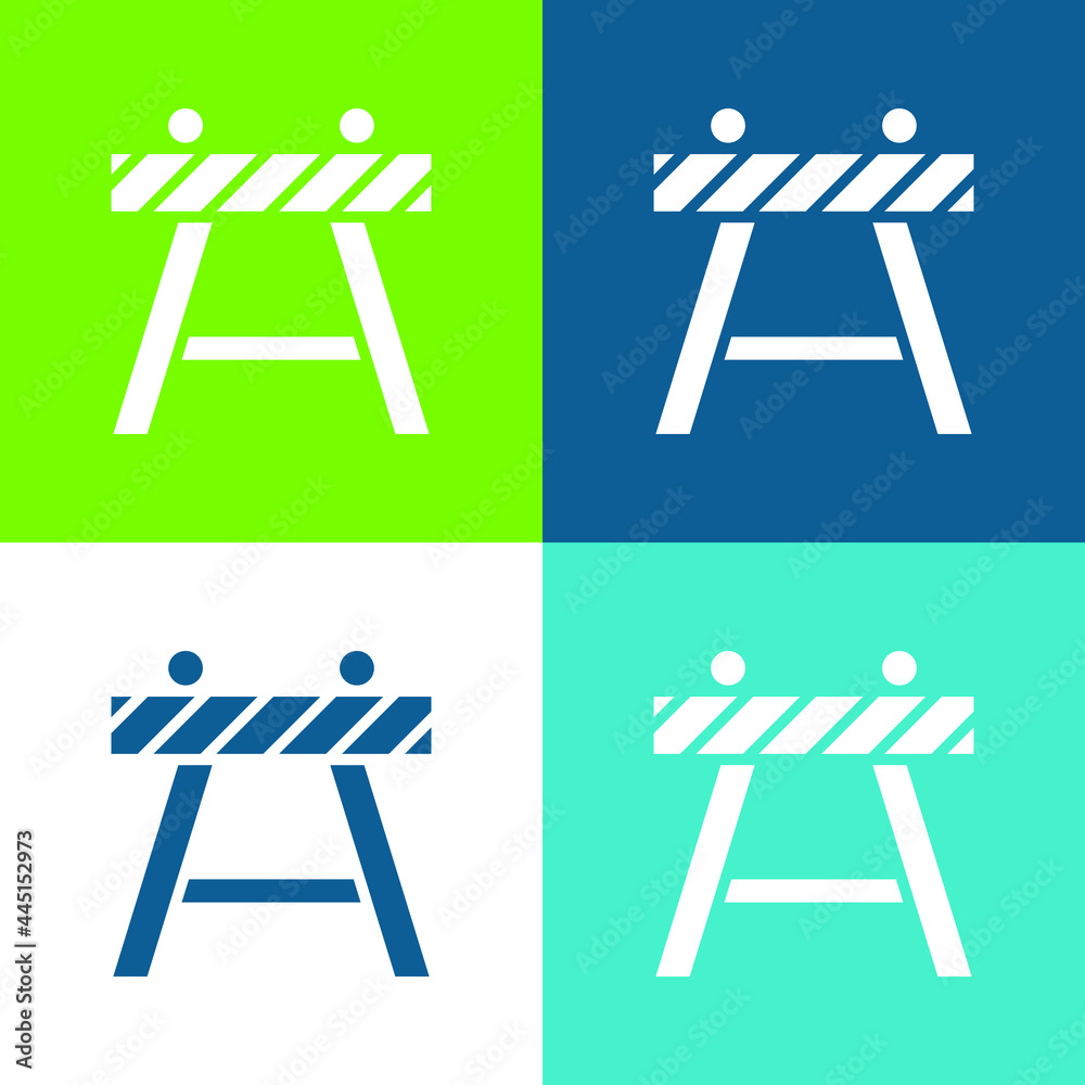 Barricade Flat four color minimal icon set Barricade Flat four color minimal icon set