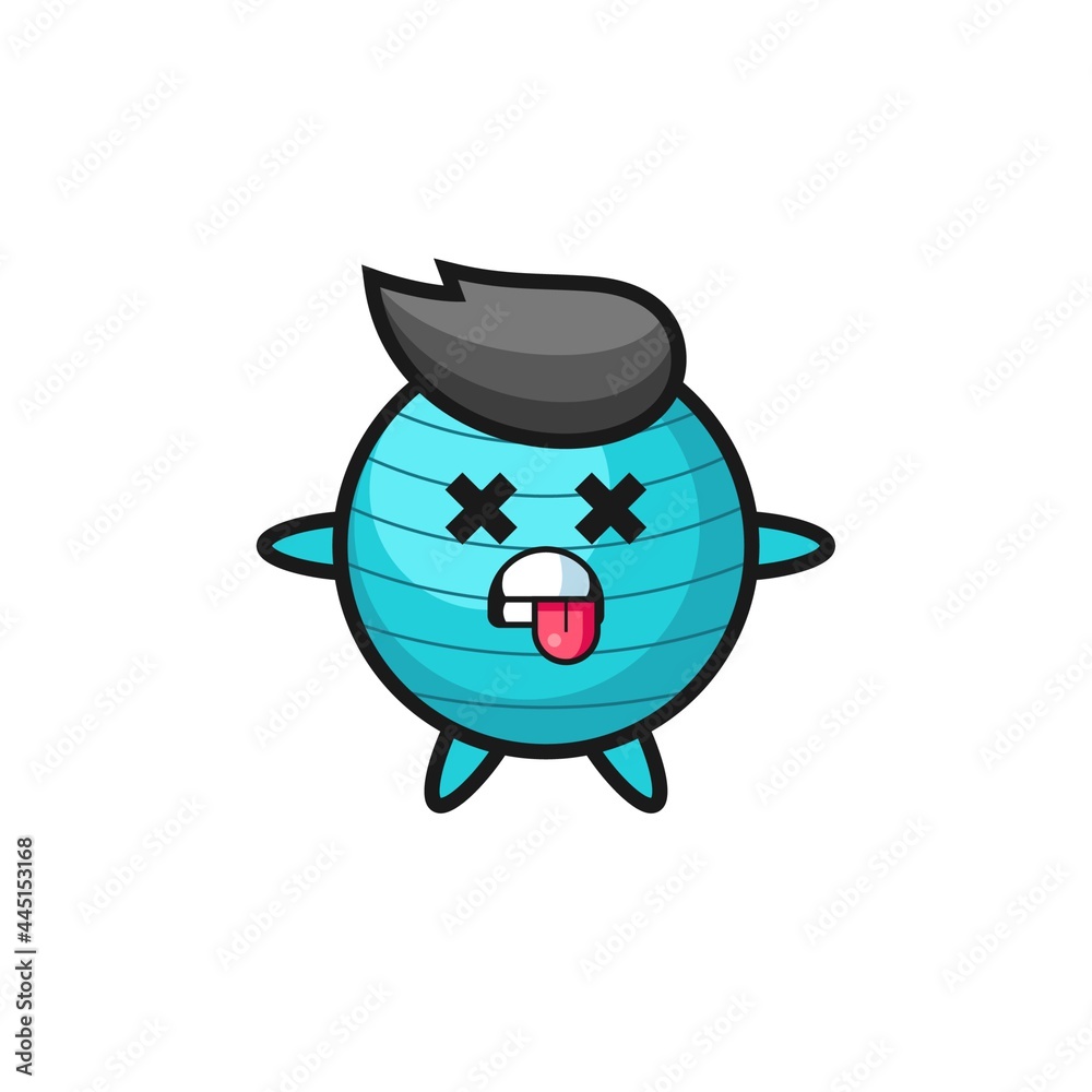 character of the cute exercise ball with dead pose character of the cute exercise ball with dead pose