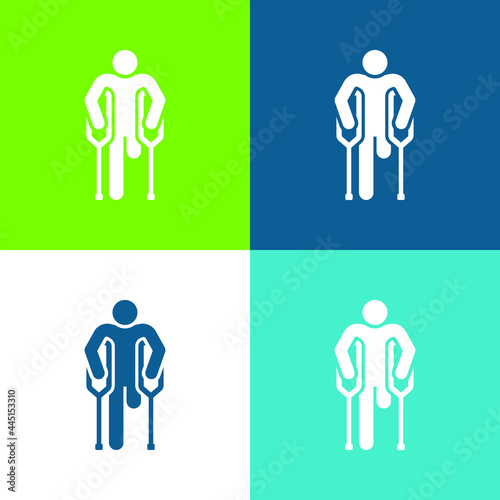 Amputee Flat four color minimal icon set