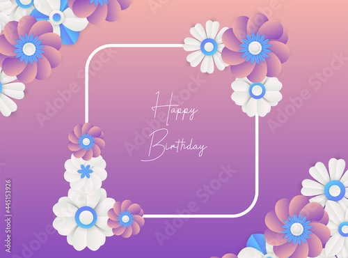 Happy birthday vector banner template. Happy birthday to you greeting text in gold frame empty space with gifts and confetti celebration elements for elegant birth day card design. Vector illustration