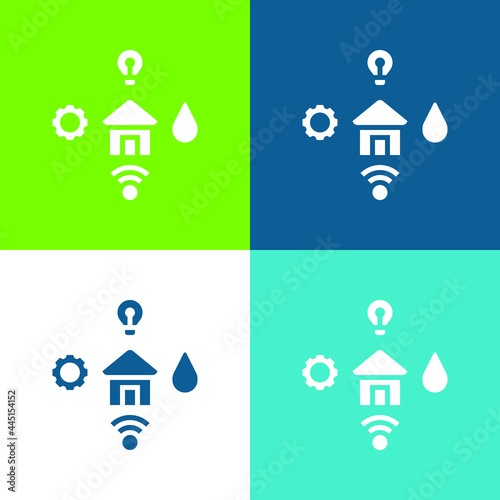 Amenities Flat four color minimal icon set