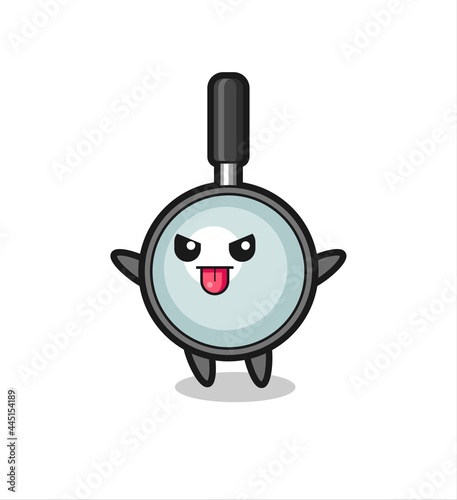naughty magnifying glass character in mocking pose