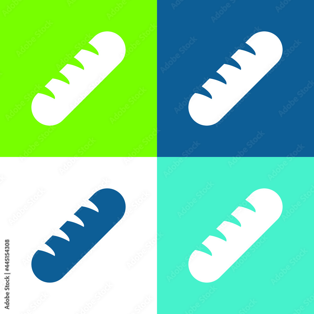 Baguette Flat four color minimal icon set Baguette Flat four color minimal icon set