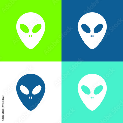 Alien Face Flat four color minimal icon set