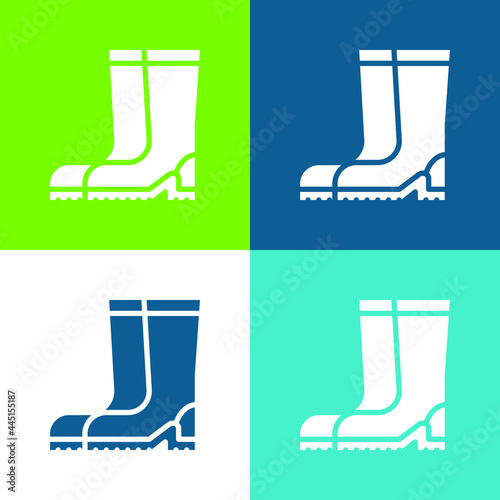 Boot Flat four color minimal icon set