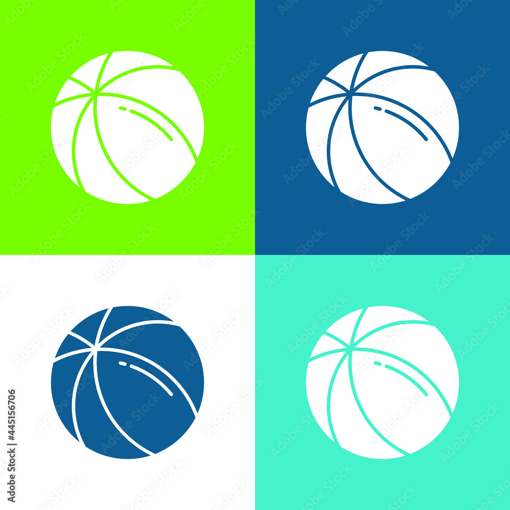 Ball Flat four color minimal icon set