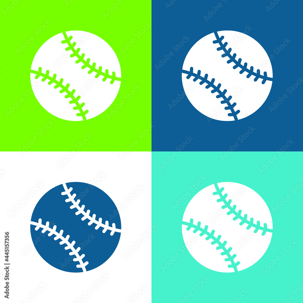 Baseball Flat four color minimal icon set Baseball Flat four color minimal icon set