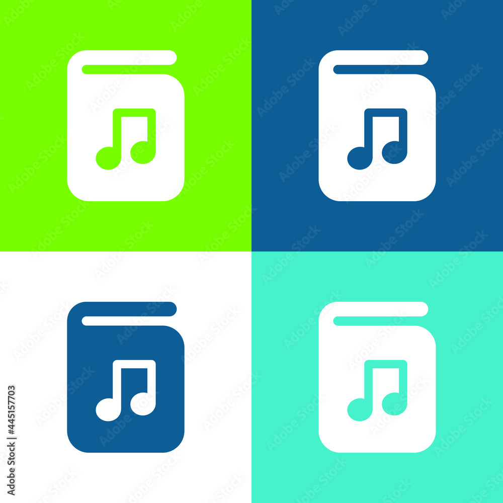 Audio Book Flat four color minimal icon set
