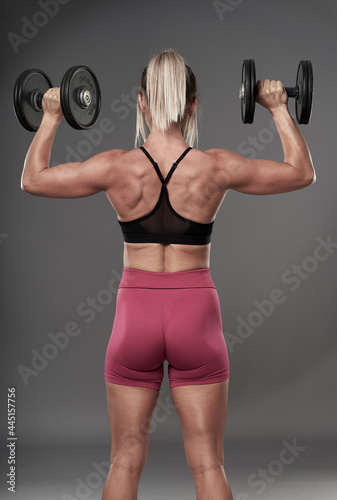 Female bodybuilder working out