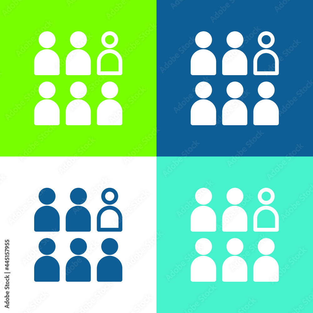 Audience Flat four color minimal icon set Audience Flat four color minimal icon set