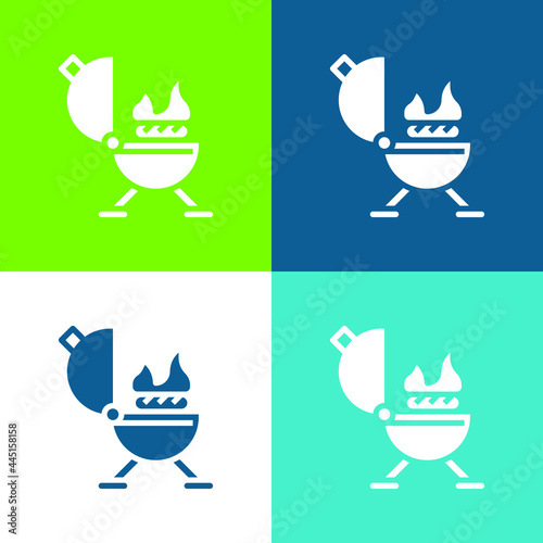 Barbeque Flat four color minimal icon set