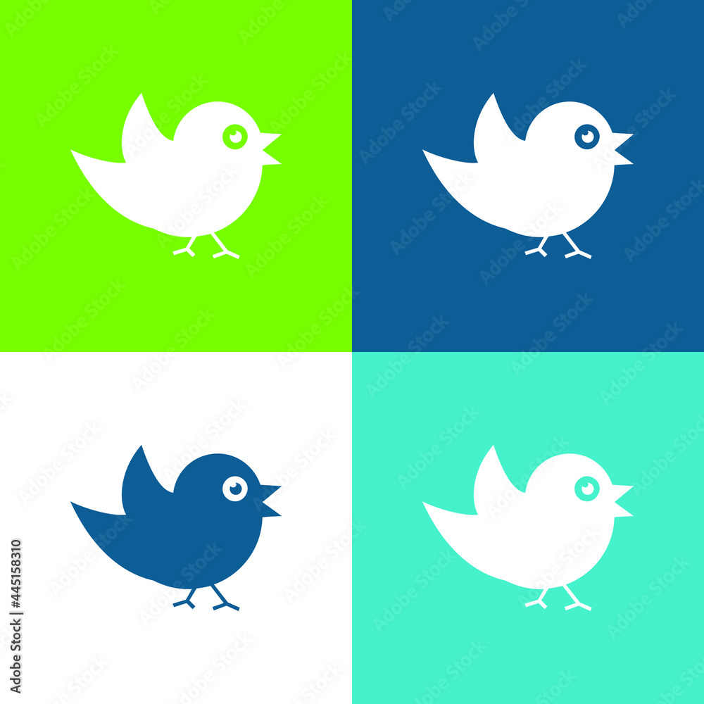 Bird Of Black Feathers Flat four color minimal icon set Bird Of Black Feathers Flat four color minimal icon set