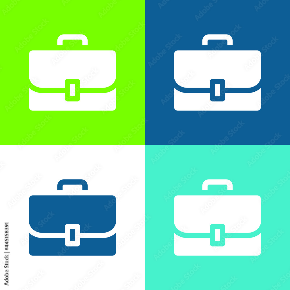 Briefcase Flat four color minimal icon set