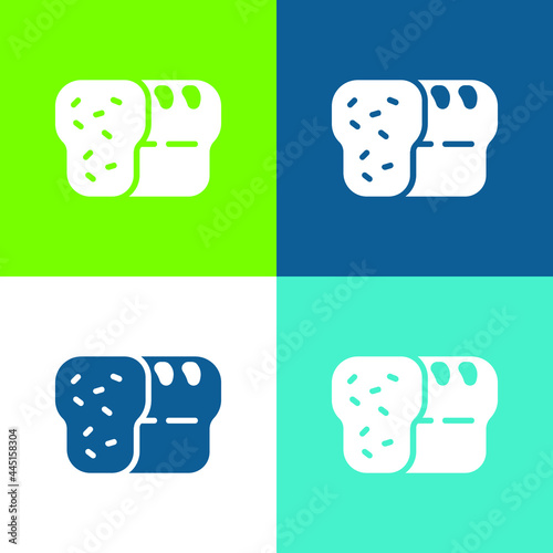 Bread Flat four color minimal icon set