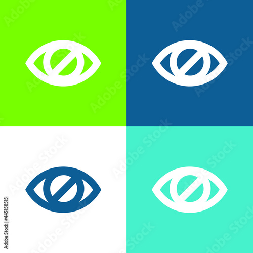 Blind Eye Sign Flat four color minimal icon set