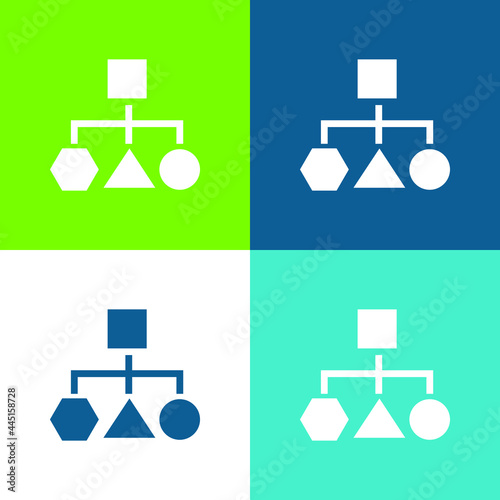 Block Scheme Of Geometrical Shapes Flat four color minimal icon set