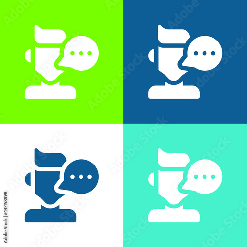 Blogger Flat four color minimal icon set