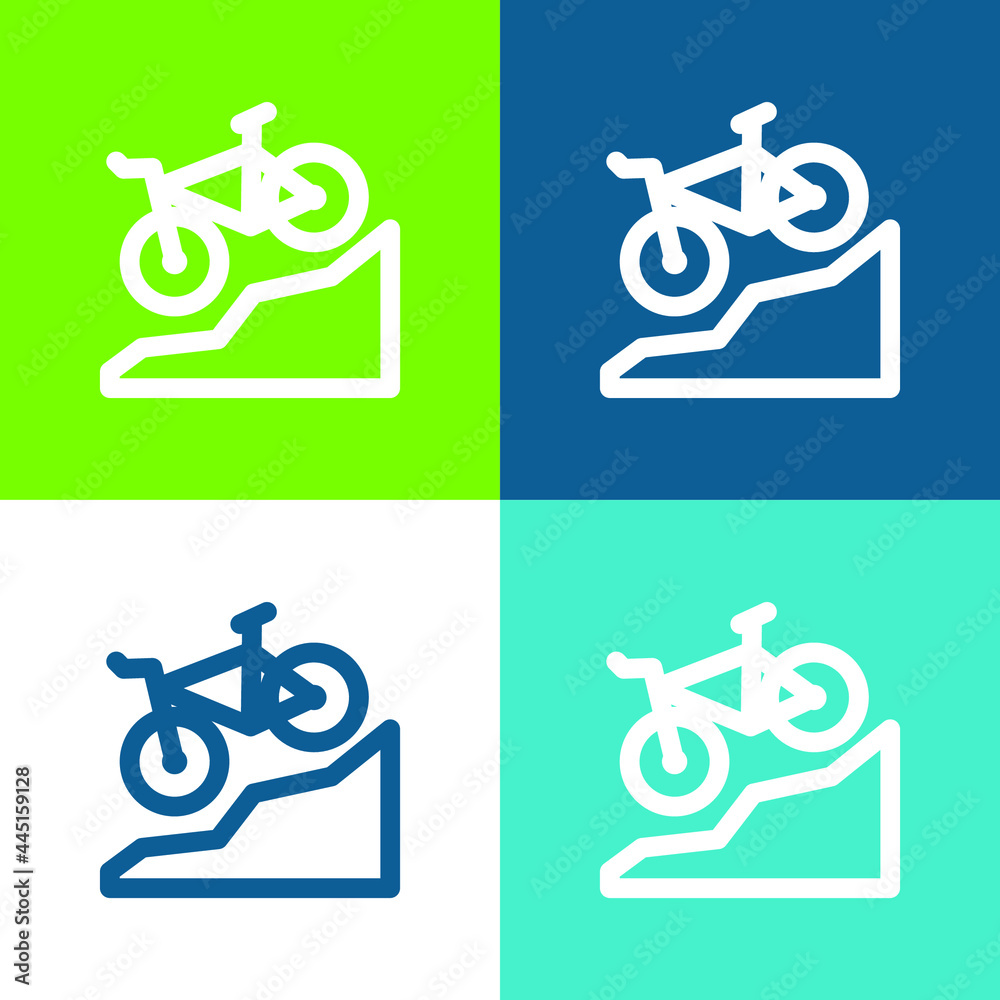 Fototapeta premium Bike Flat four color minimal icon set