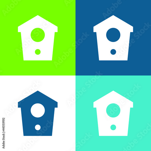 Birdhouse Flat four color minimal icon set