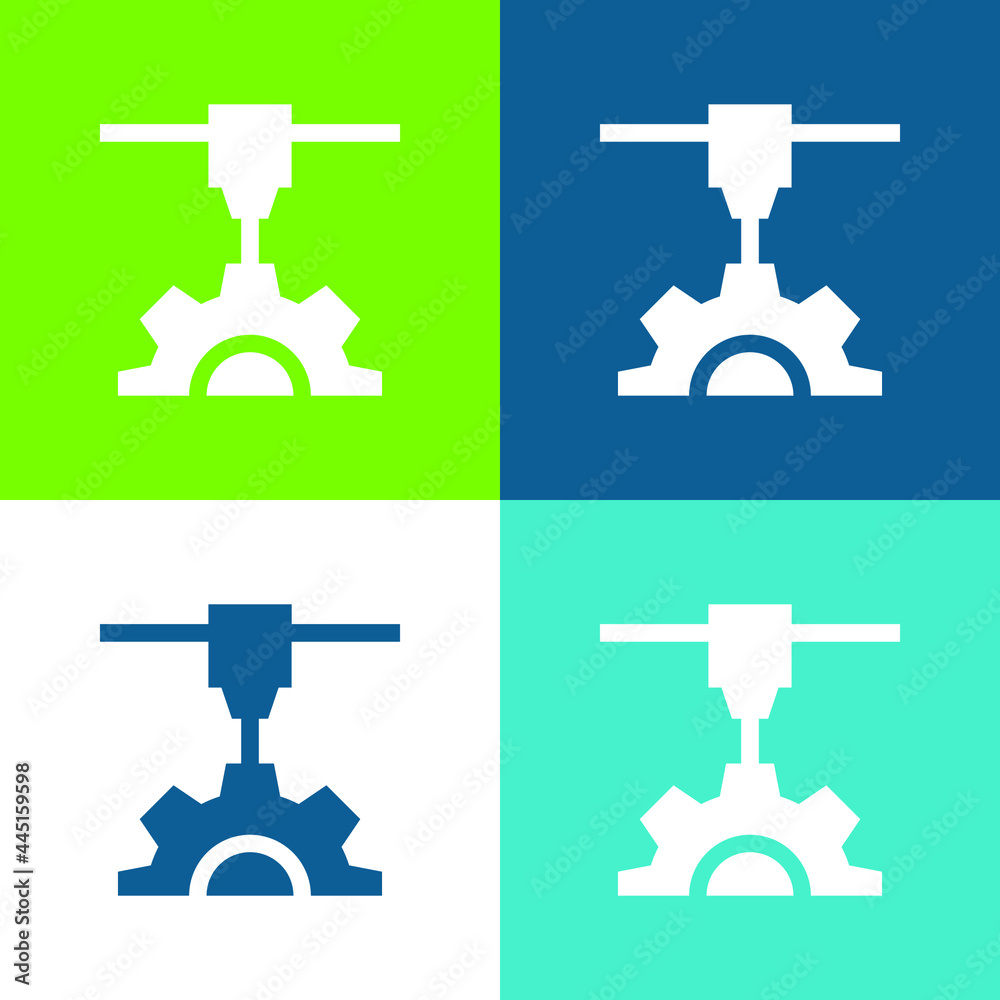3d Printer Flat four color minimal icon set 3d Printer Flat four color minimal icon set