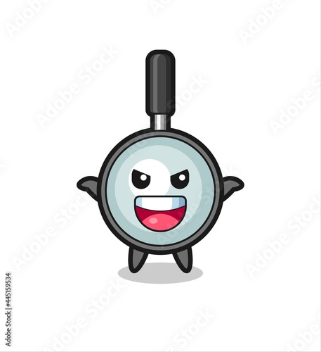 the illustration of cute magnifying glass doing scare gesture
